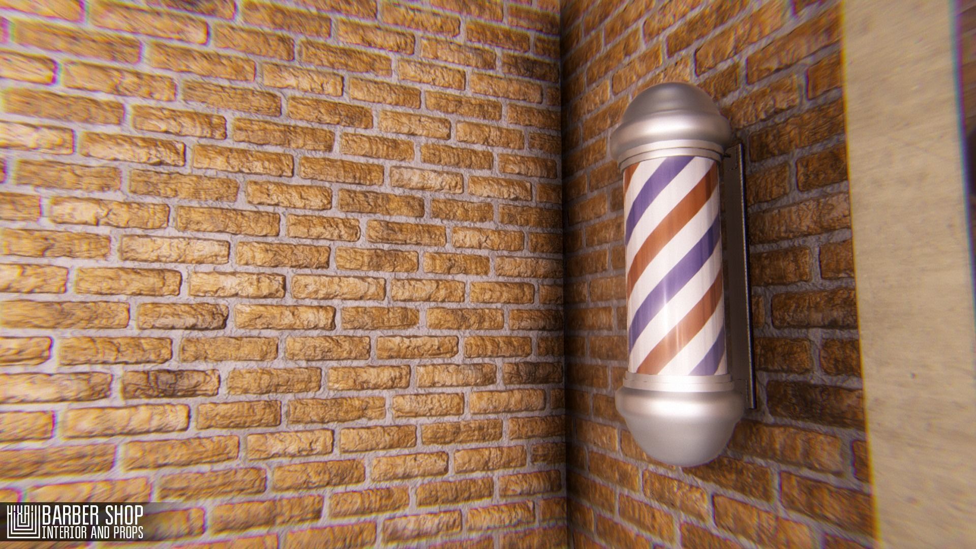 Barber shop - interior and props Low-poly 3D model_7