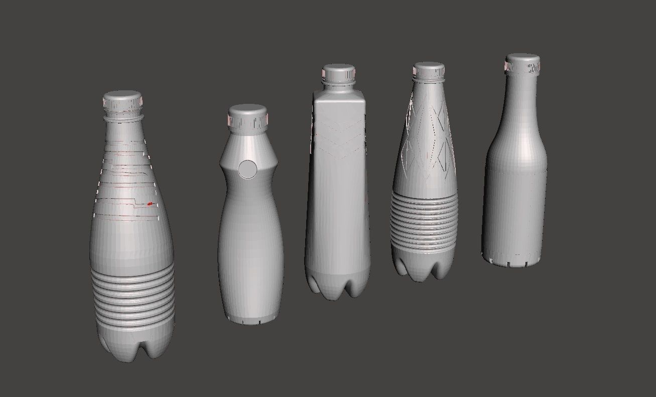 Bottle set plastic bottles Low-poly 3D model_4