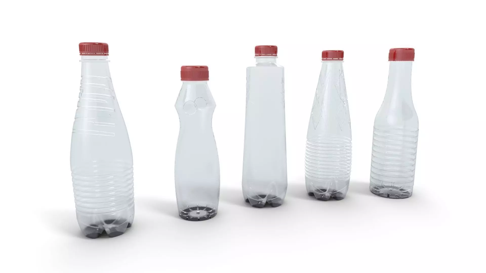 Bottle set plastic bottles Low-poly 3D model_0
