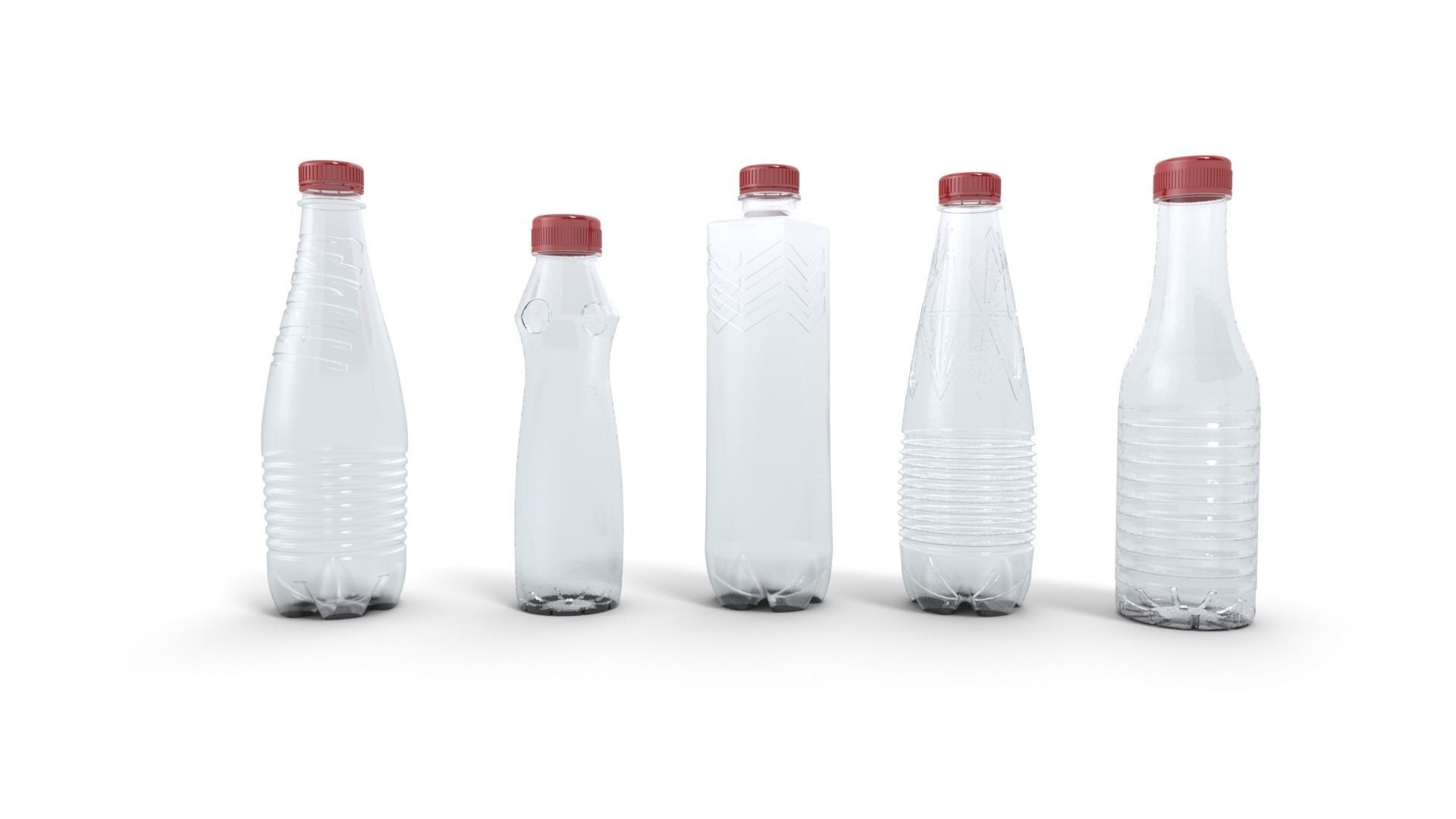 Bottle set plastic bottles Low-poly 3D model_1