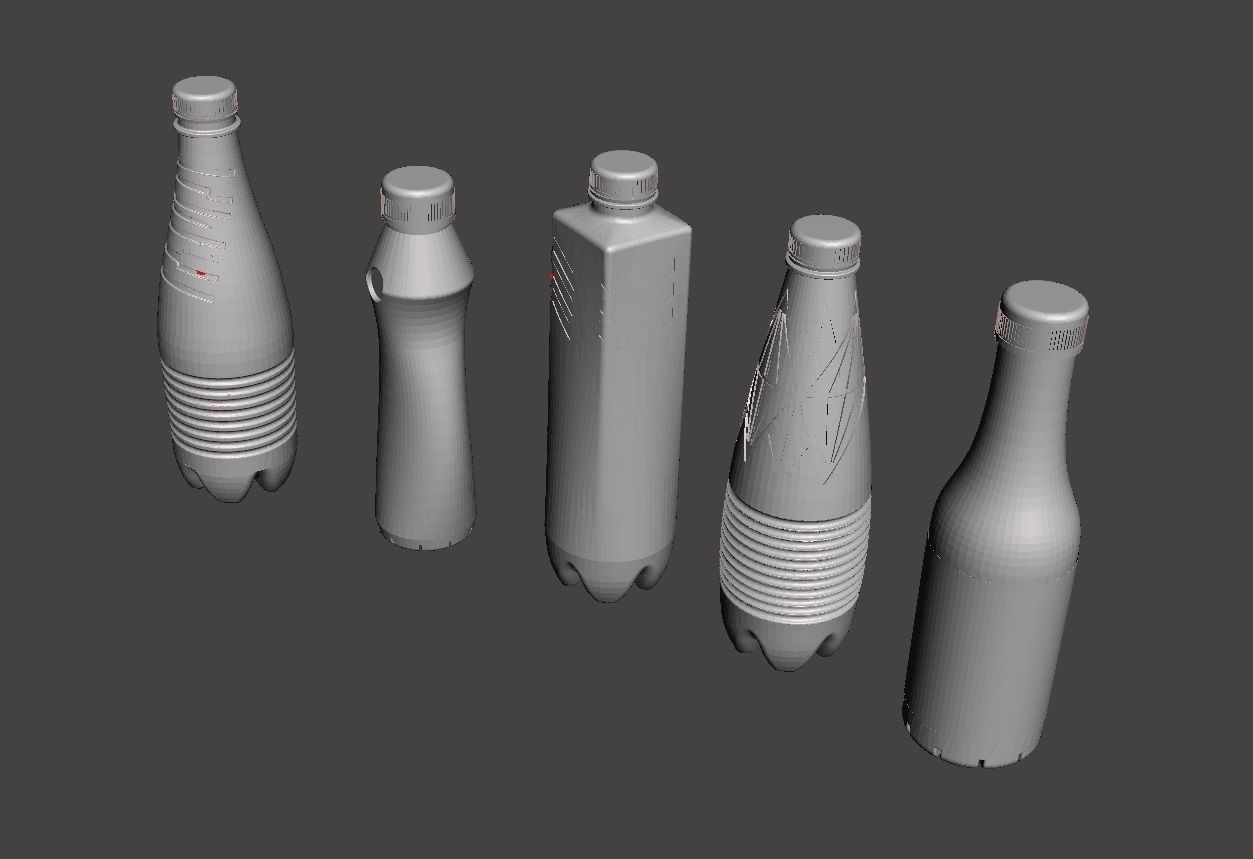 Bottle set plastic bottles Low-poly 3D model_5