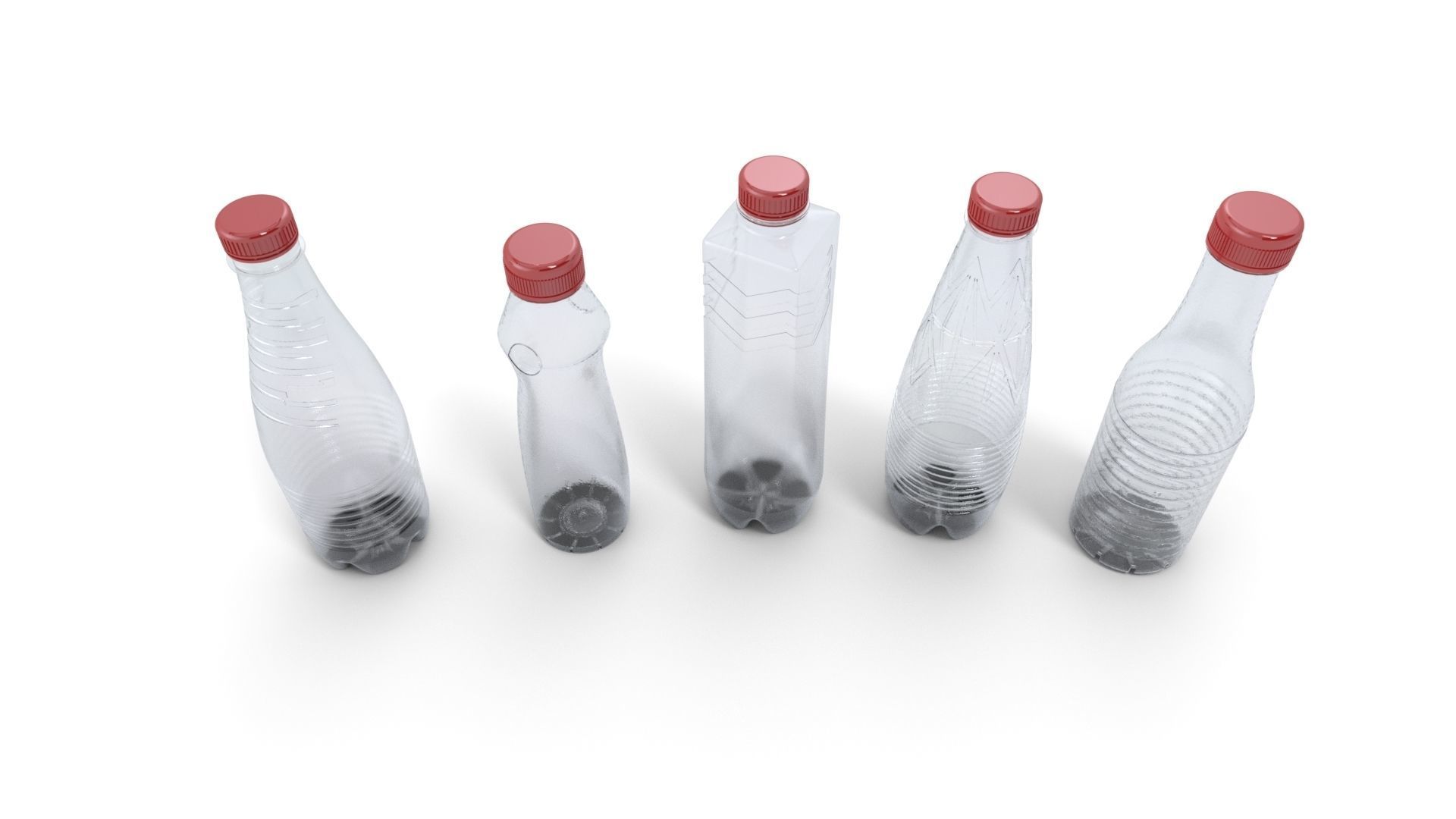 Bottle set plastic bottles Low-poly 3D model_2