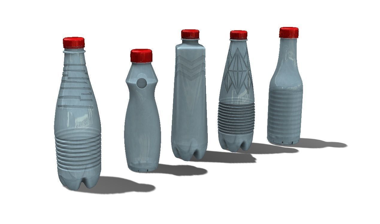 Bottle set plastic bottles Low-poly 3D model_3