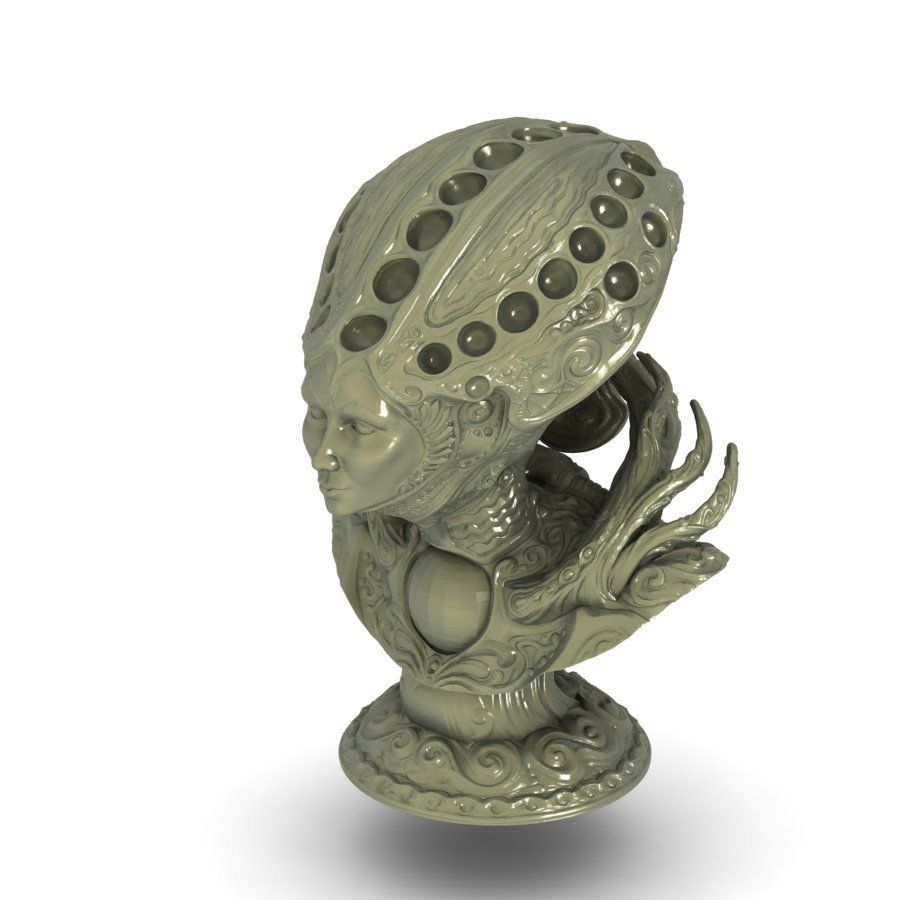 Beautiful bust the girl from the future 3D model_2