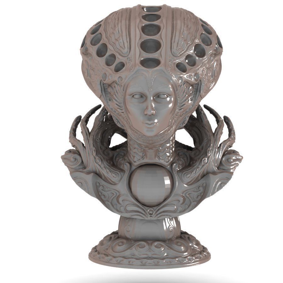 Beautiful bust the girl from the future 3D model_4