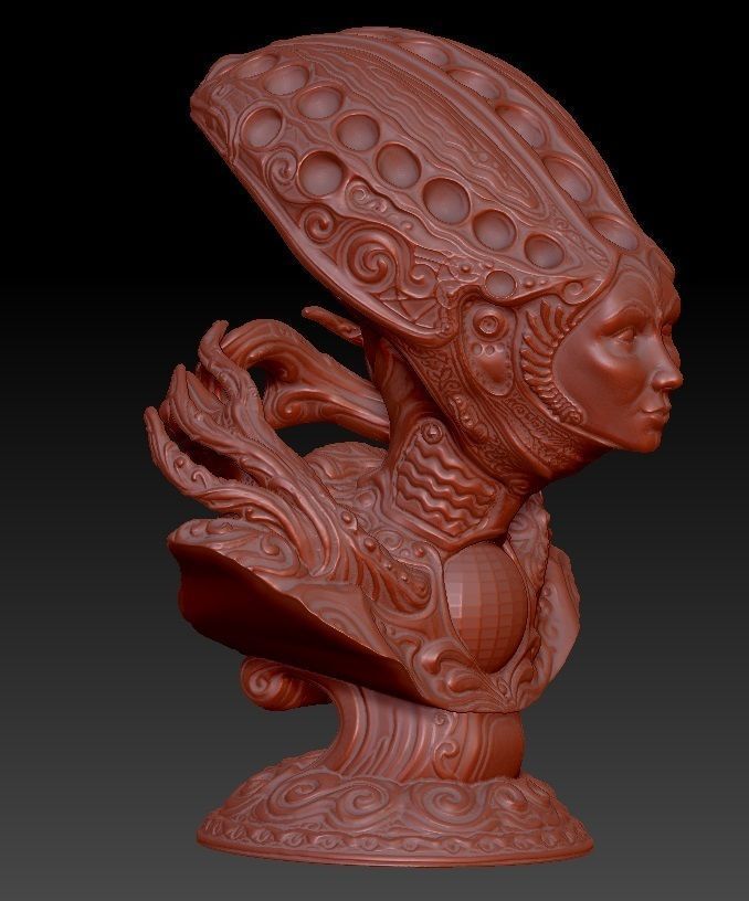 Beautiful bust the girl from the future 3D model_3