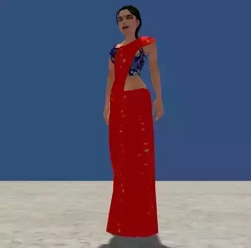 Low Poly Women Model With Saree Low-poly 3D model