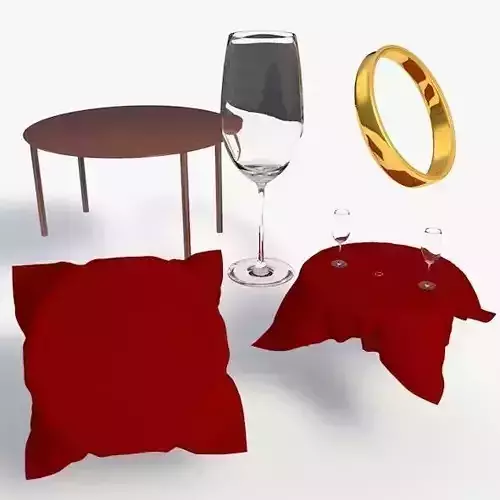 Valentines Day Set Low-poly 3D model