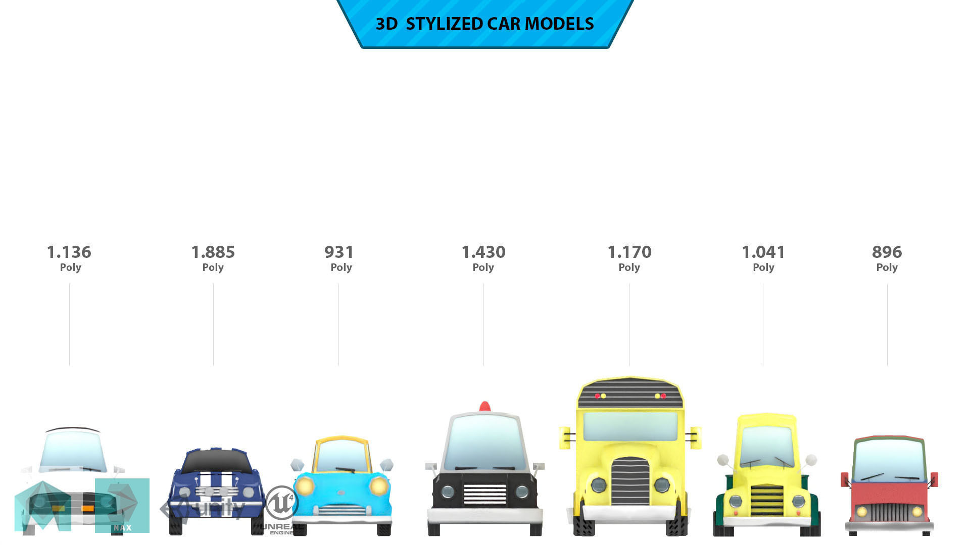 Toon Cars Pack Low-poly 3D model_1