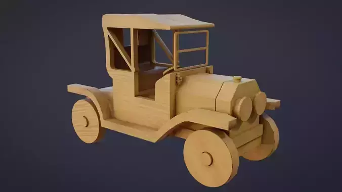Wooden Toy Car game-ready asset