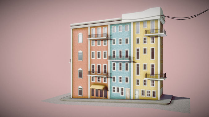 Apartment Block - Portugal Low-poly 3D model