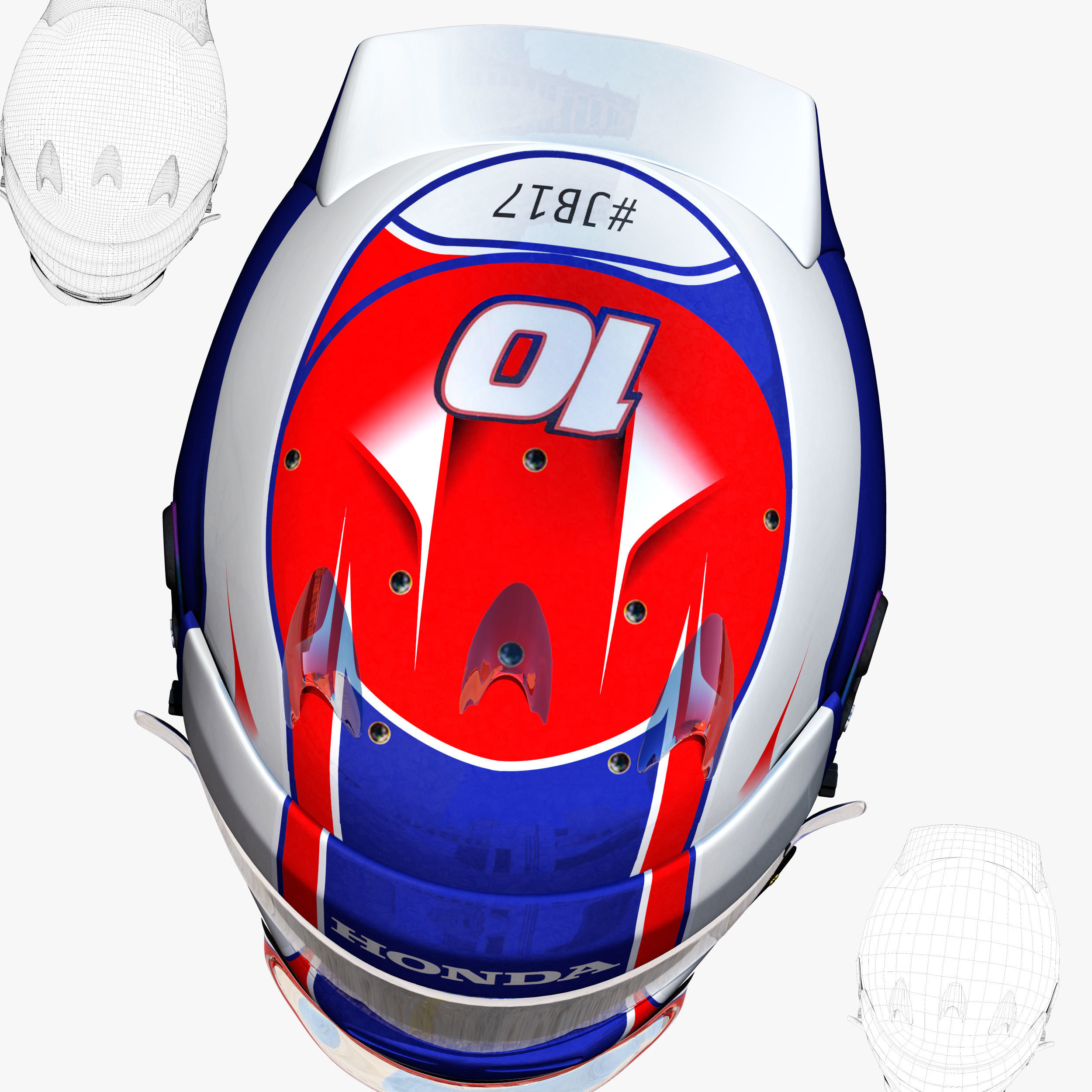 Gasly helmet 2018 Low-poly 3D model_3