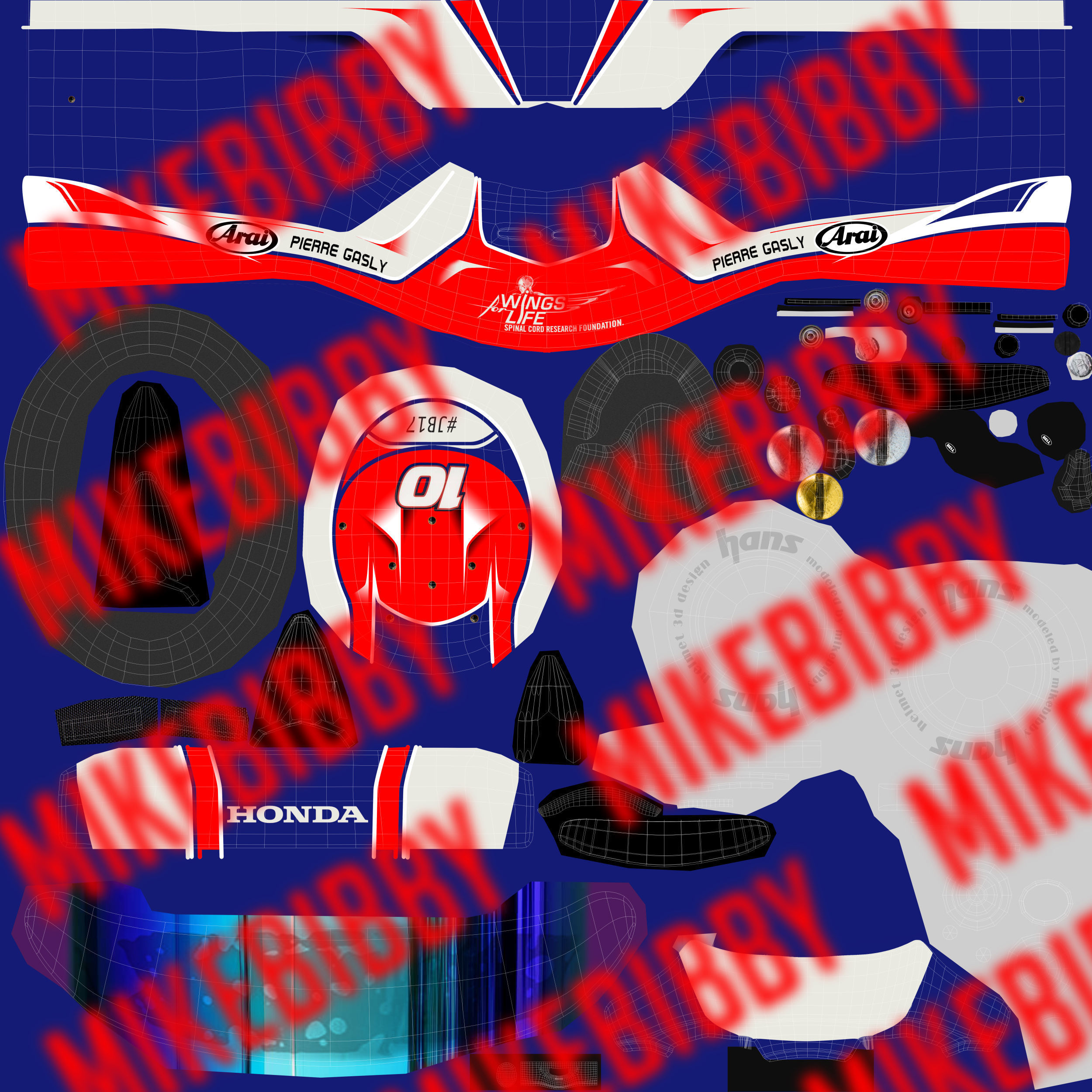 Gasly helmet 2018 Low-poly 3D model_13