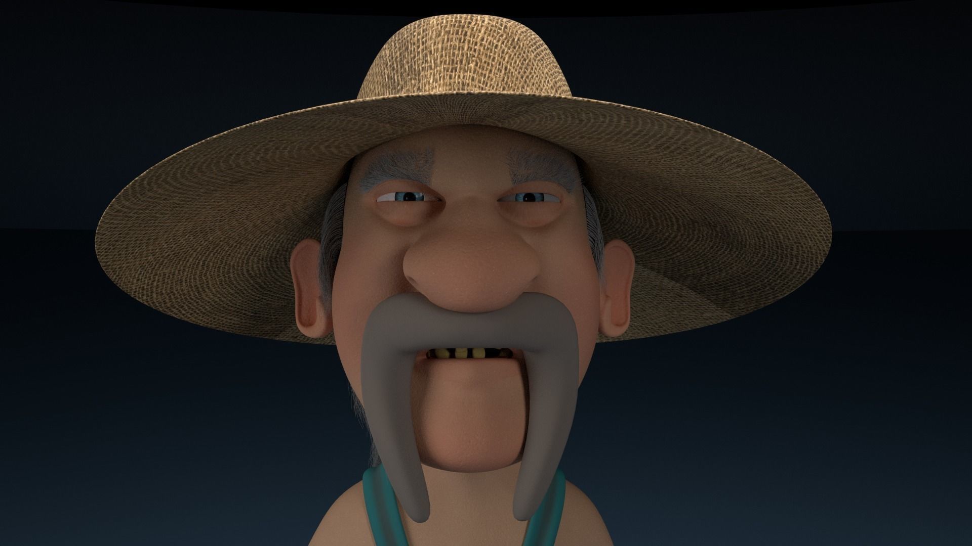 Cartoon Redneck Rigged Low-poly 3D model_2