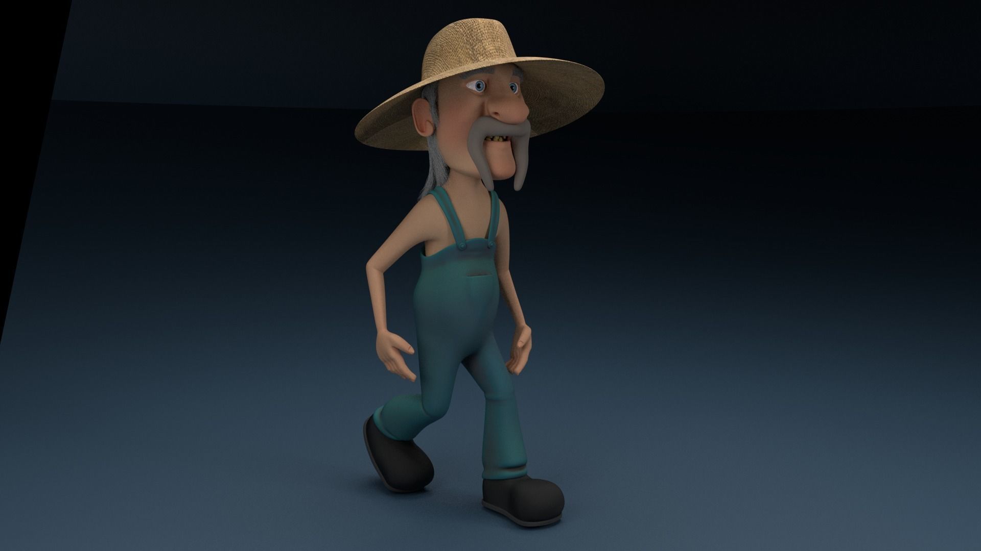 Cartoon Redneck Rigged Low-poly 3D model_10