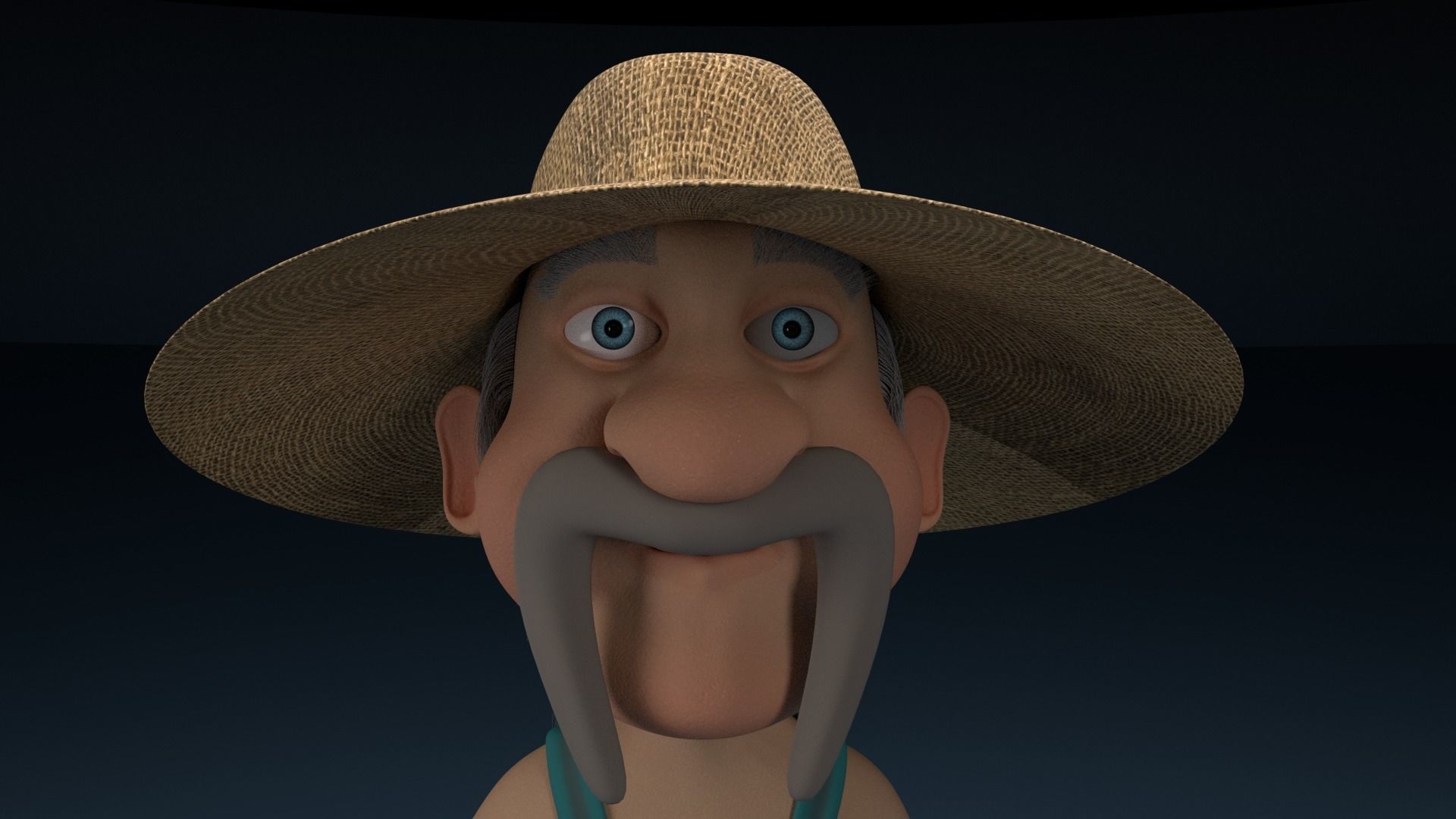 Cartoon Redneck Rigged Low-poly 3D model_5