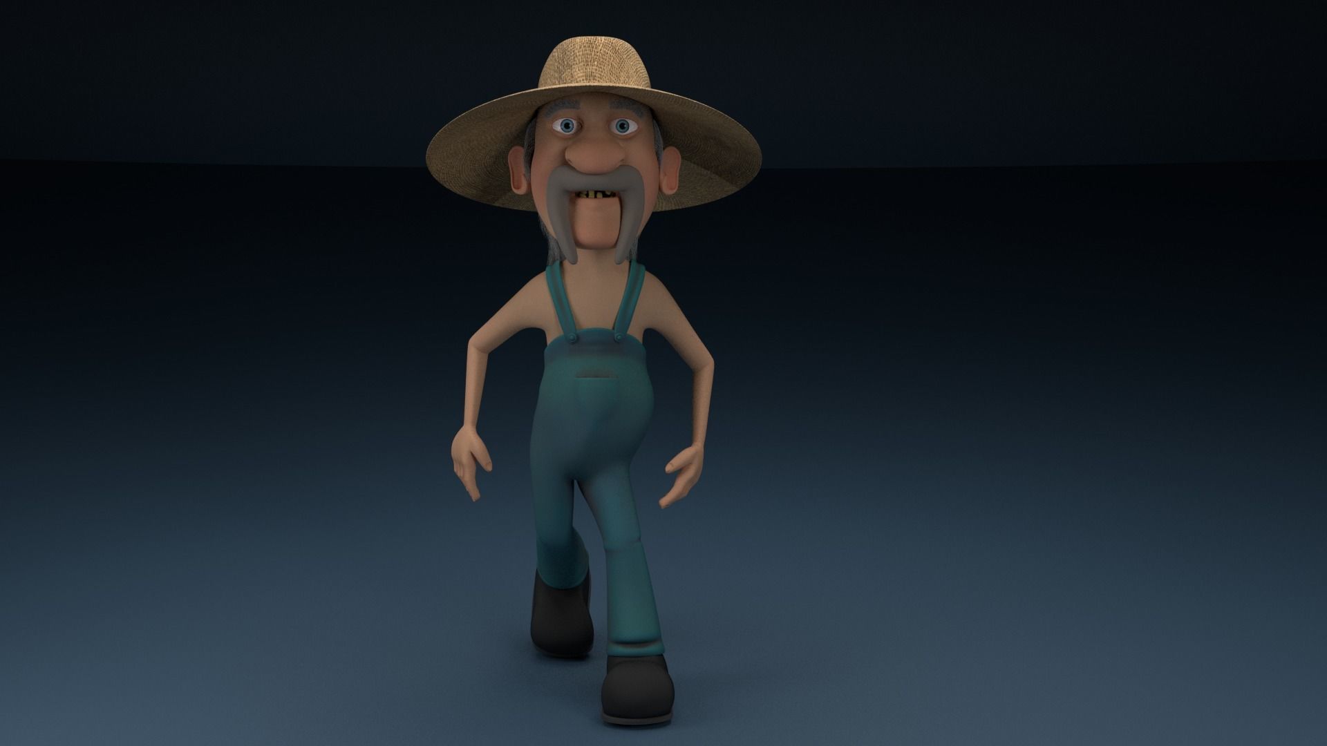 Cartoon Redneck Rigged Low-poly 3D model_11