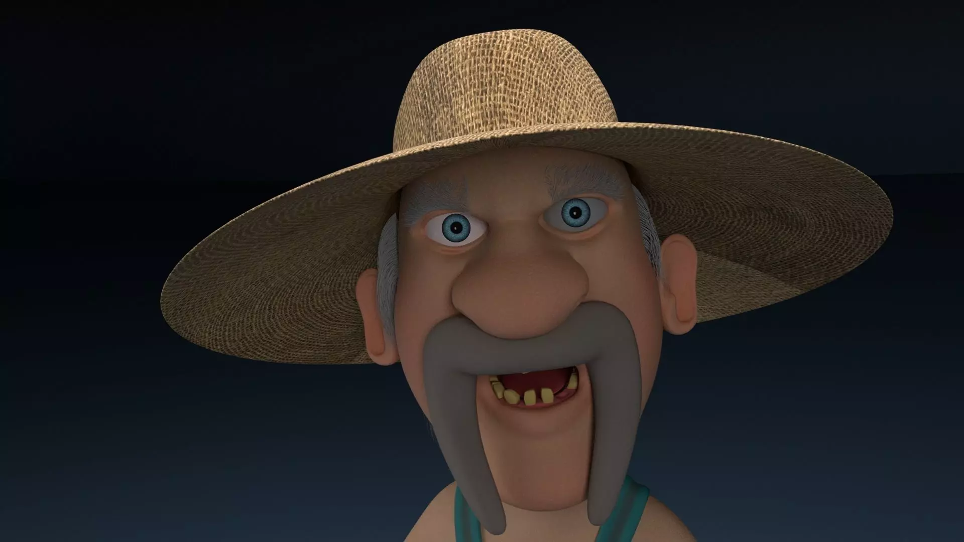 Cartoon Redneck Rigged Low-poly 3D model_0