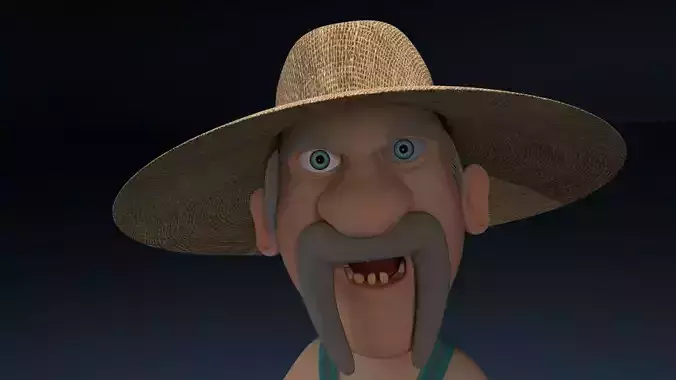 Cartoon Redneck Rigged Low-poly 3D model