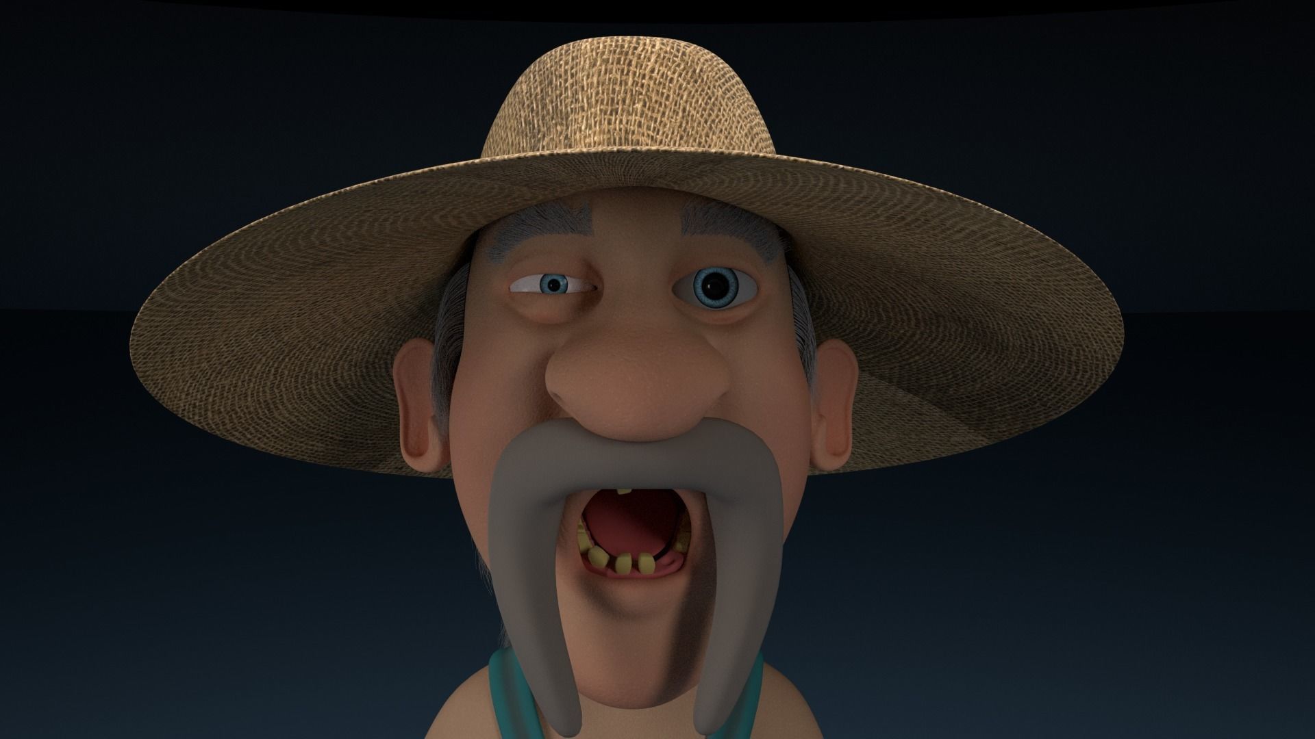 Cartoon Redneck Rigged Low-poly 3D model_3