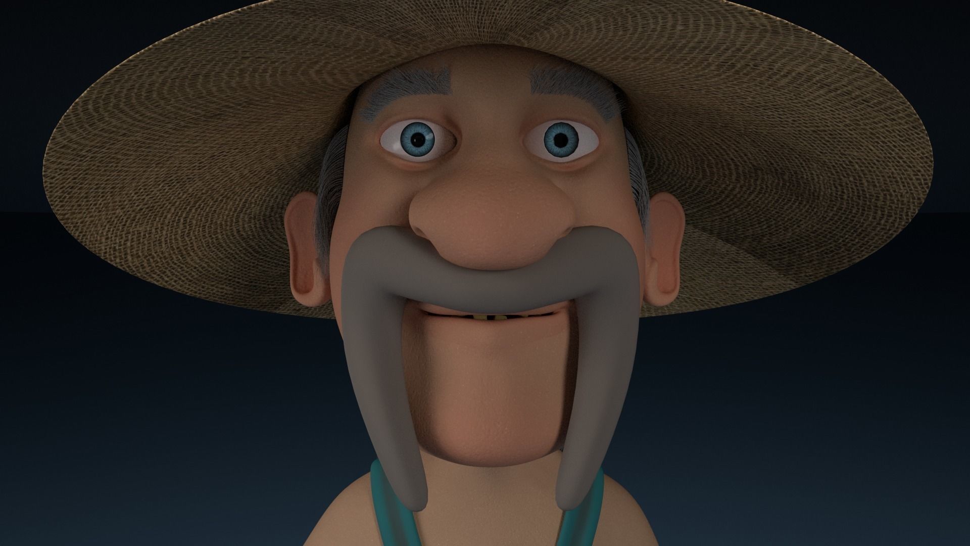Cartoon Redneck Rigged Low-poly 3D model_8