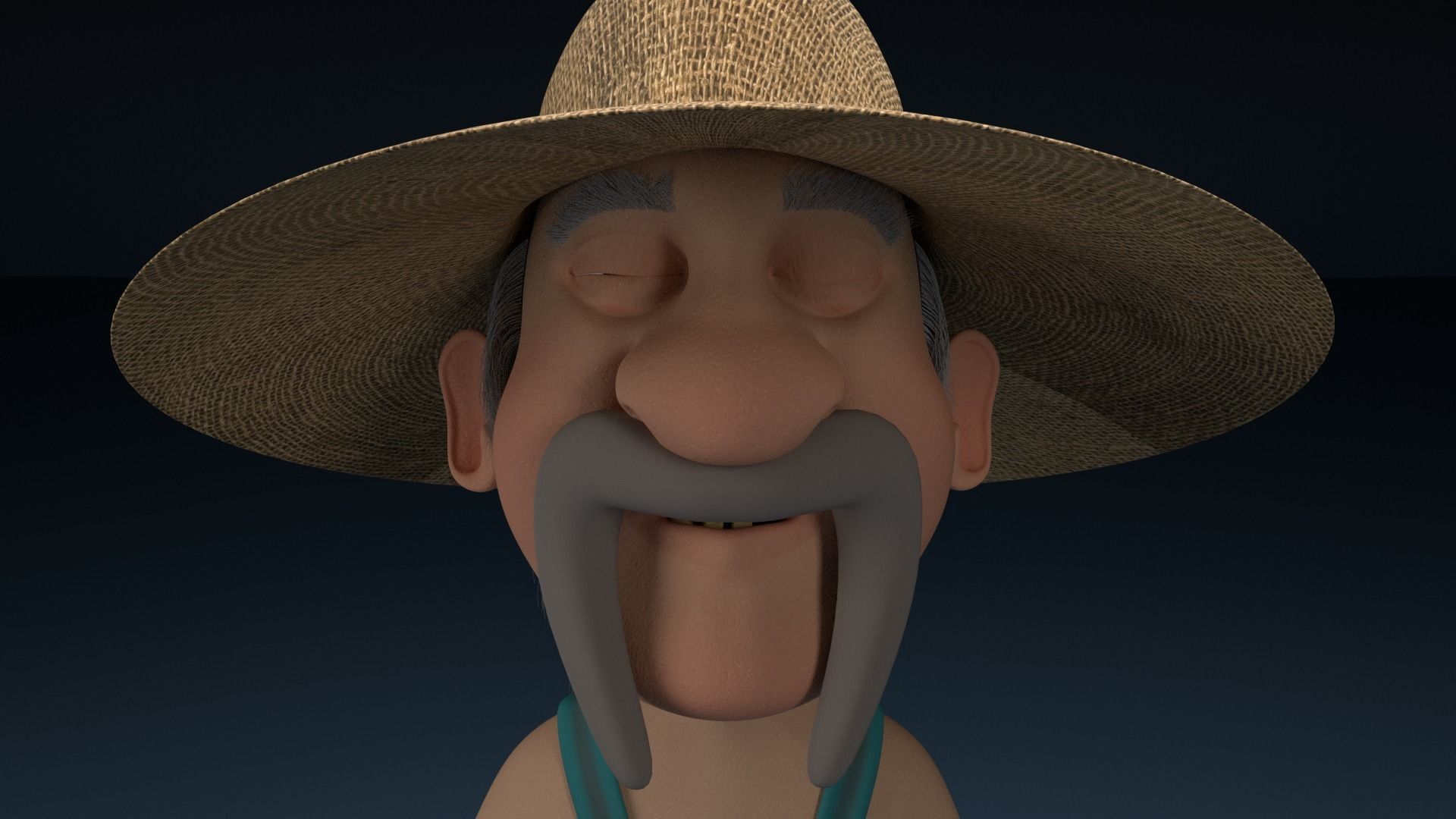 Cartoon Redneck Rigged Low-poly 3D model_6