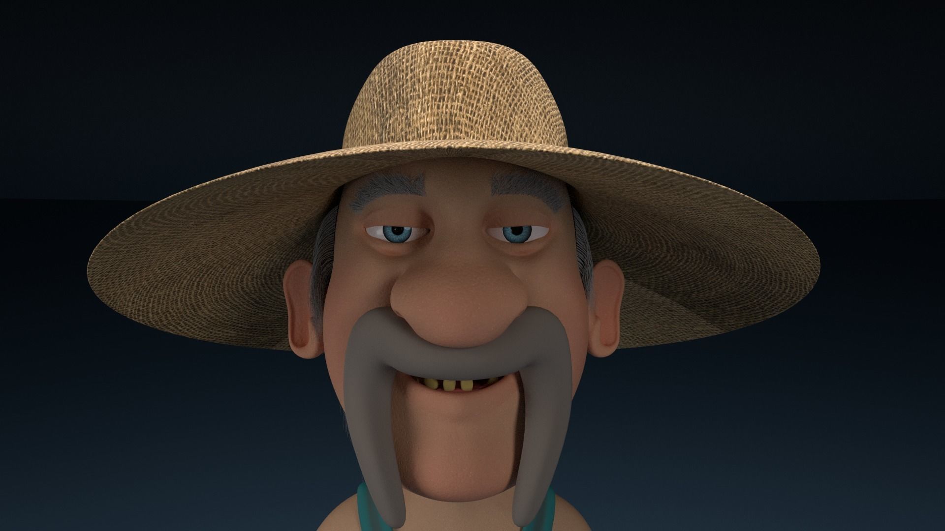 Cartoon Redneck Rigged Low-poly 3D model_4