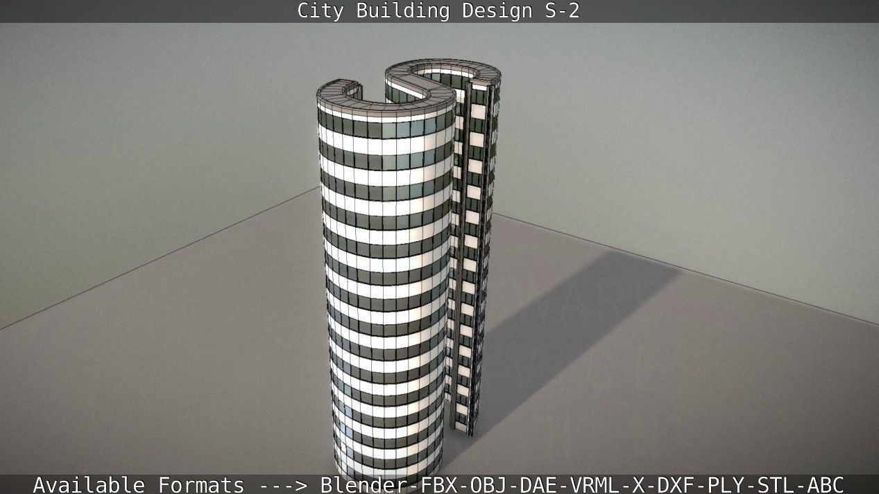 City Building Design S-2  Low-poly 3D model_84