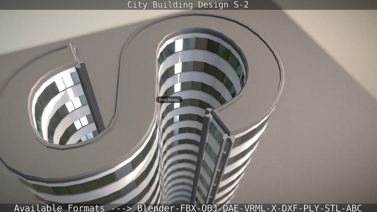 City Building Design S-2  Low-poly 3D model_65