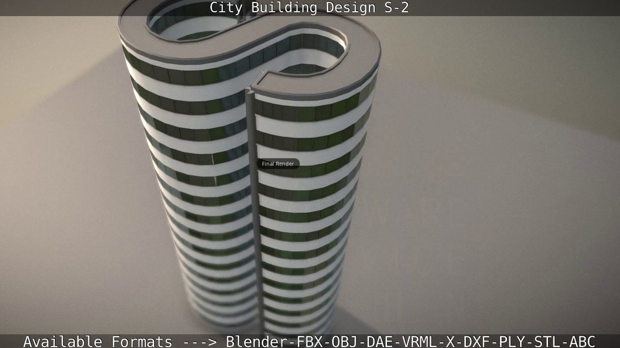 City Building Design S-2  Low-poly 3D model_89