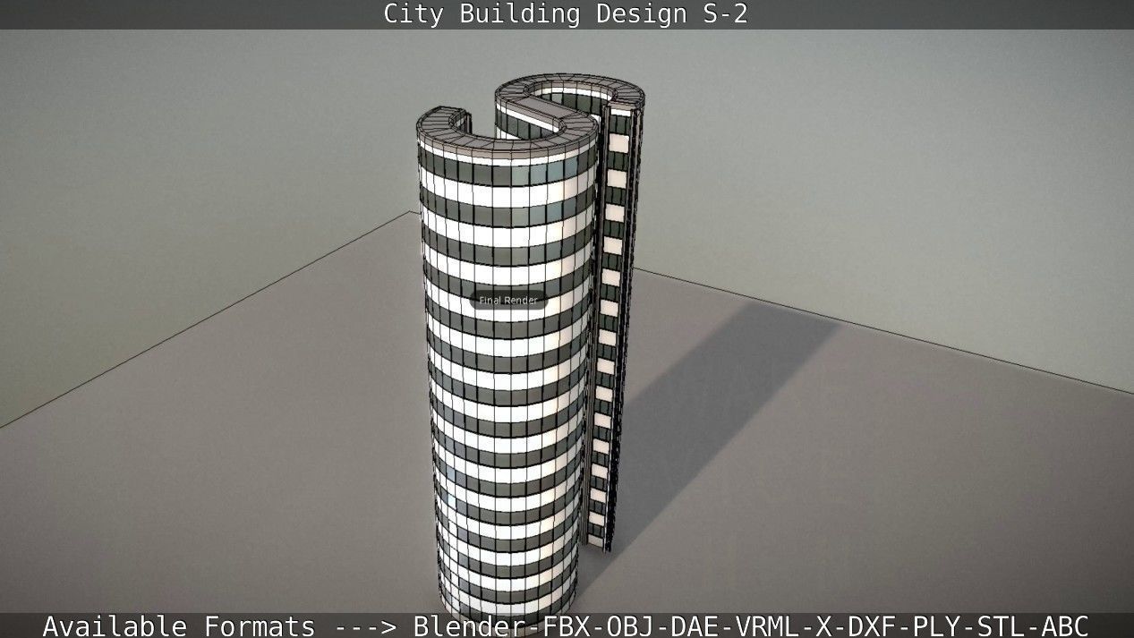 City Building Design S-2  Low-poly 3D model_82