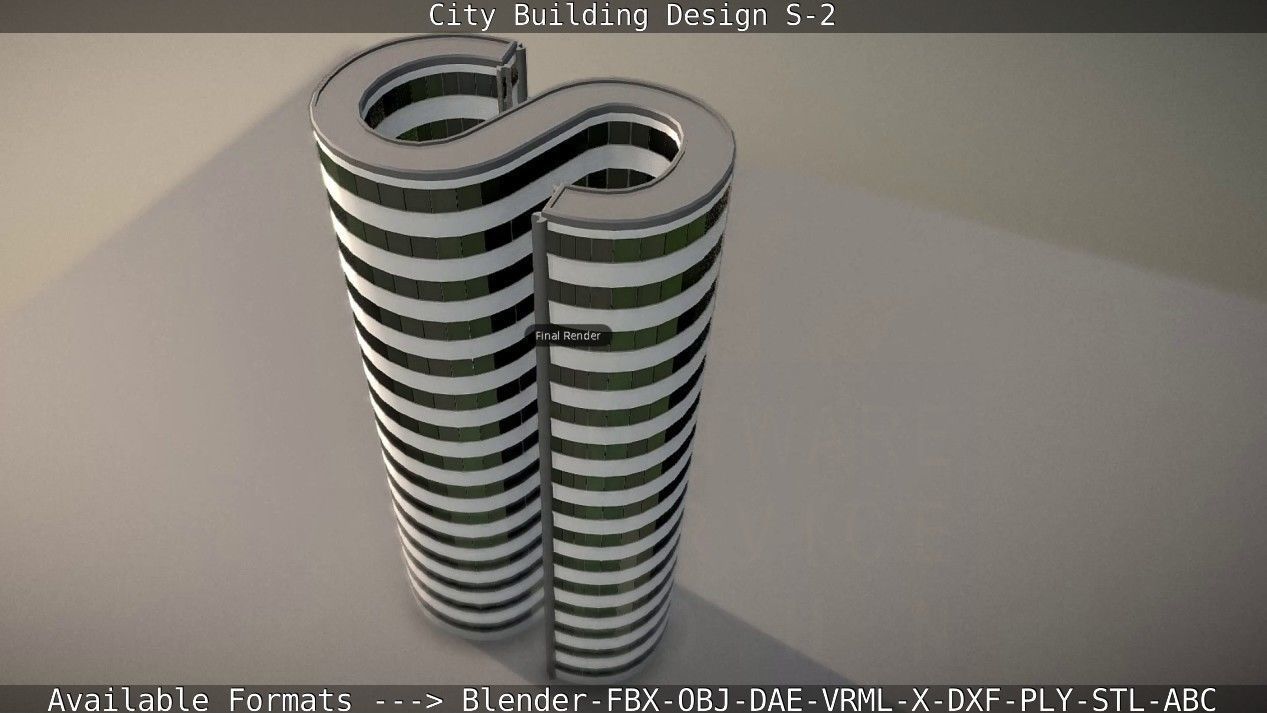 City Building Design S-2  Low-poly 3D model_88