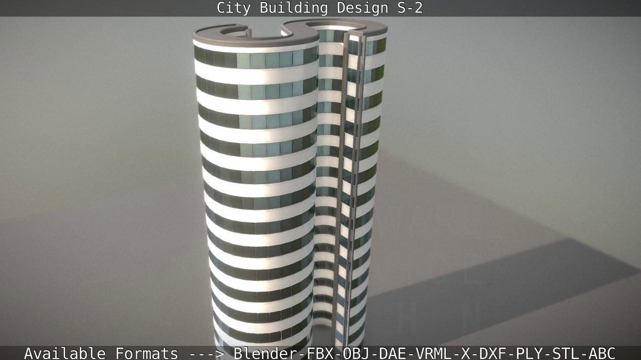 City Building Design S-2  Low-poly 3D model_86