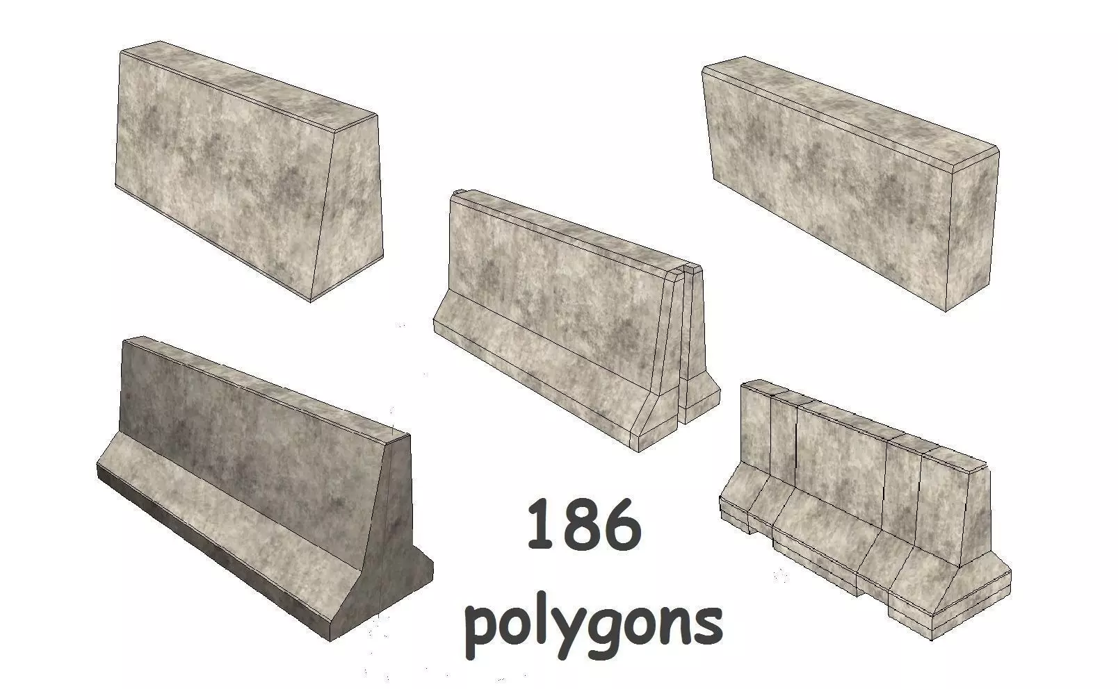 Concrete barriers collection Free low-poly 3D model