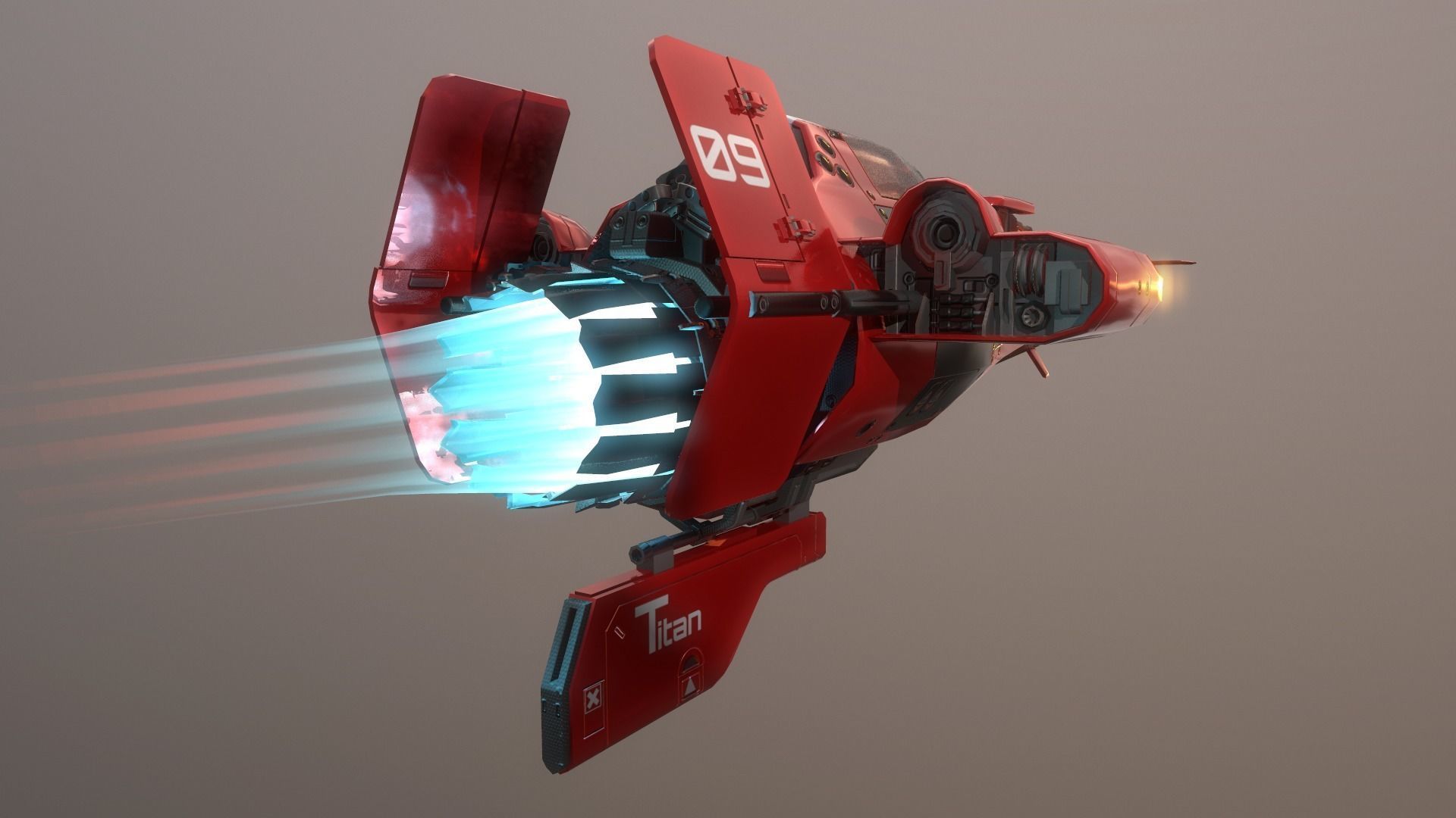 Sci-fi Racing Spaceship Low-poly 3D model_5