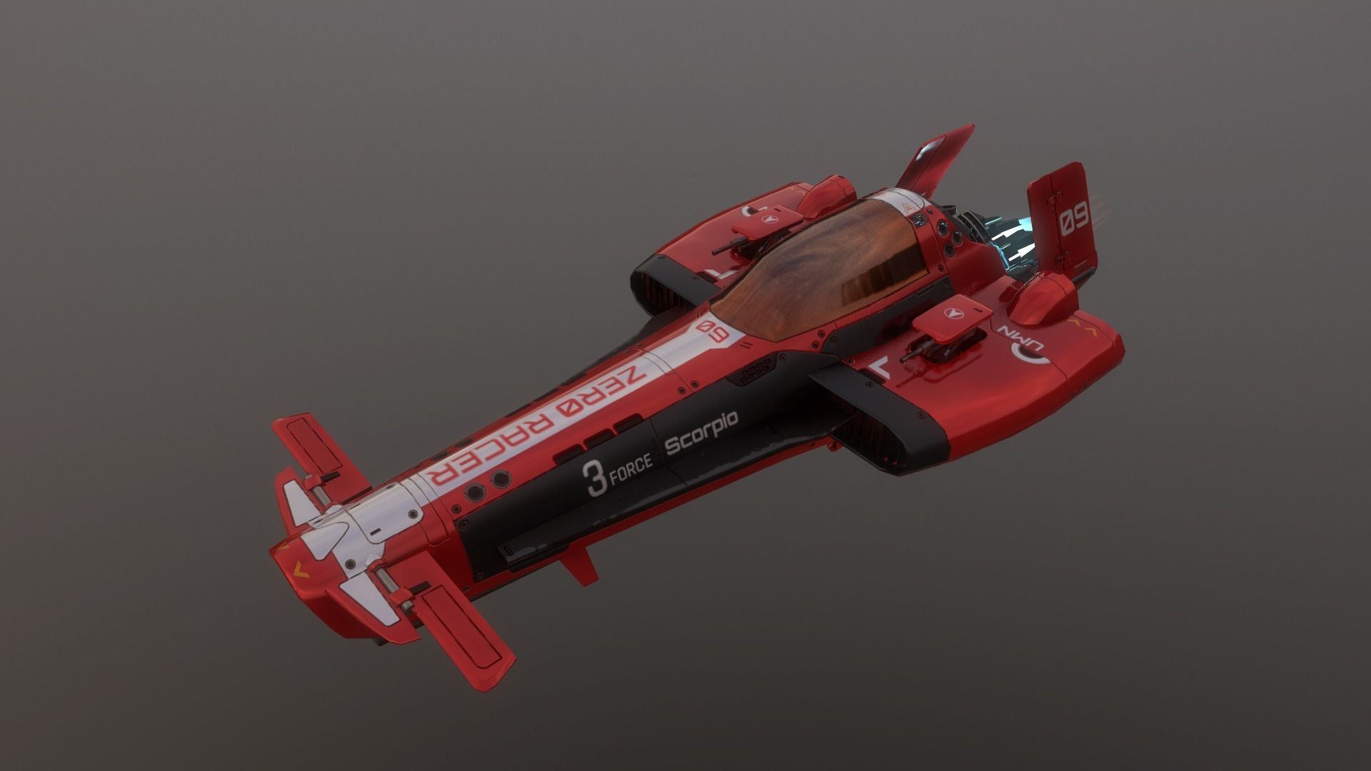 Sci-fi Racing Spaceship Low-poly 3D model_21