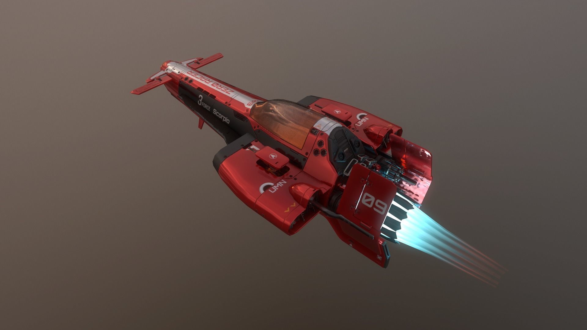 Sci-fi Racing Spaceship Low-poly 3D model_4