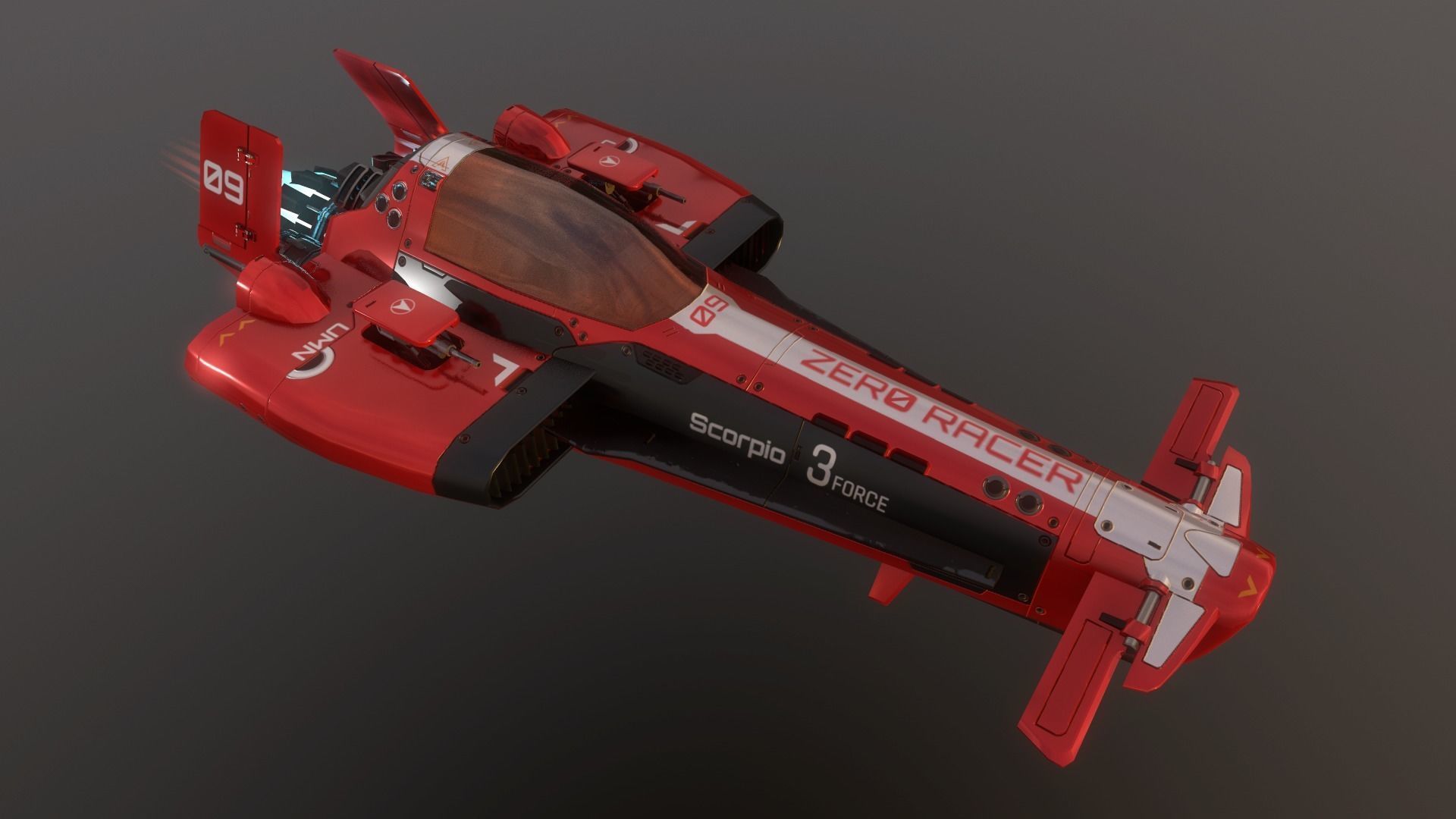 Sci-fi Racing Spaceship Low-poly 3D model_7