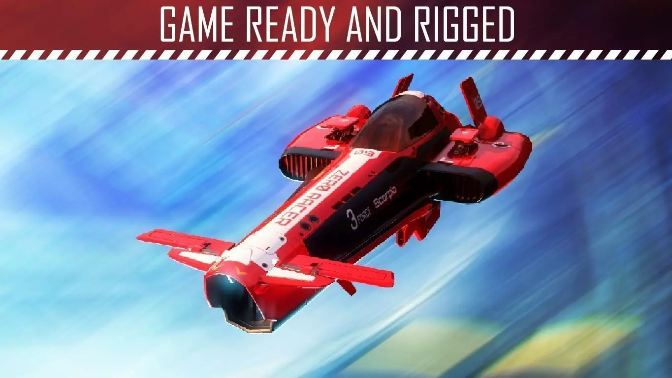 Sci-fi Racing Spaceship Low-poly 3D model_0