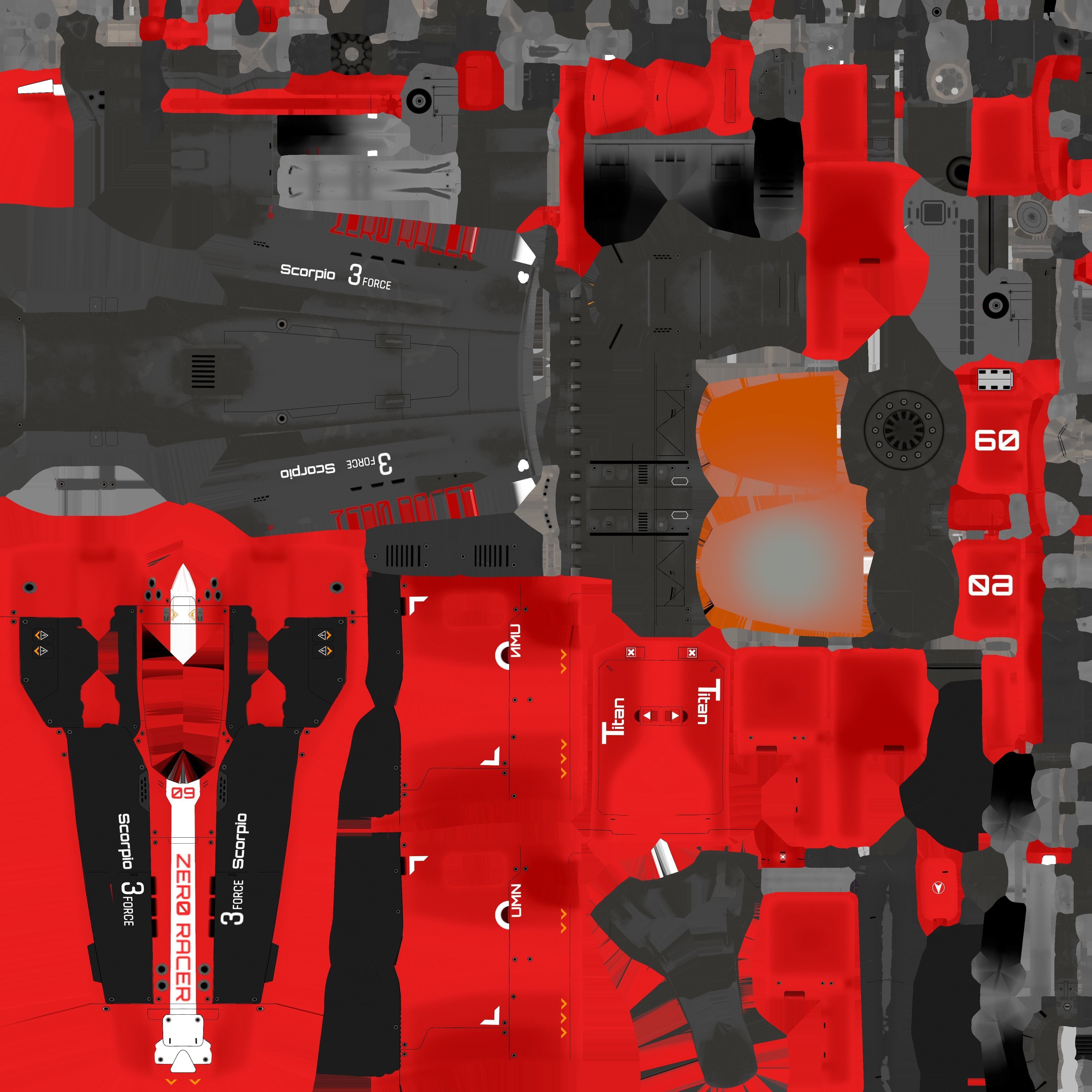 Sci-fi Racing Spaceship Low-poly 3D model_20