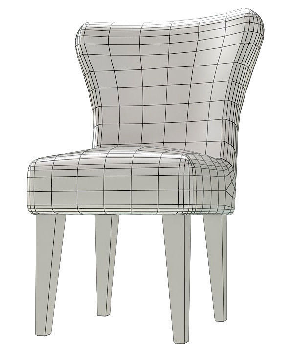 Classic fabric padded chair 3D model_6