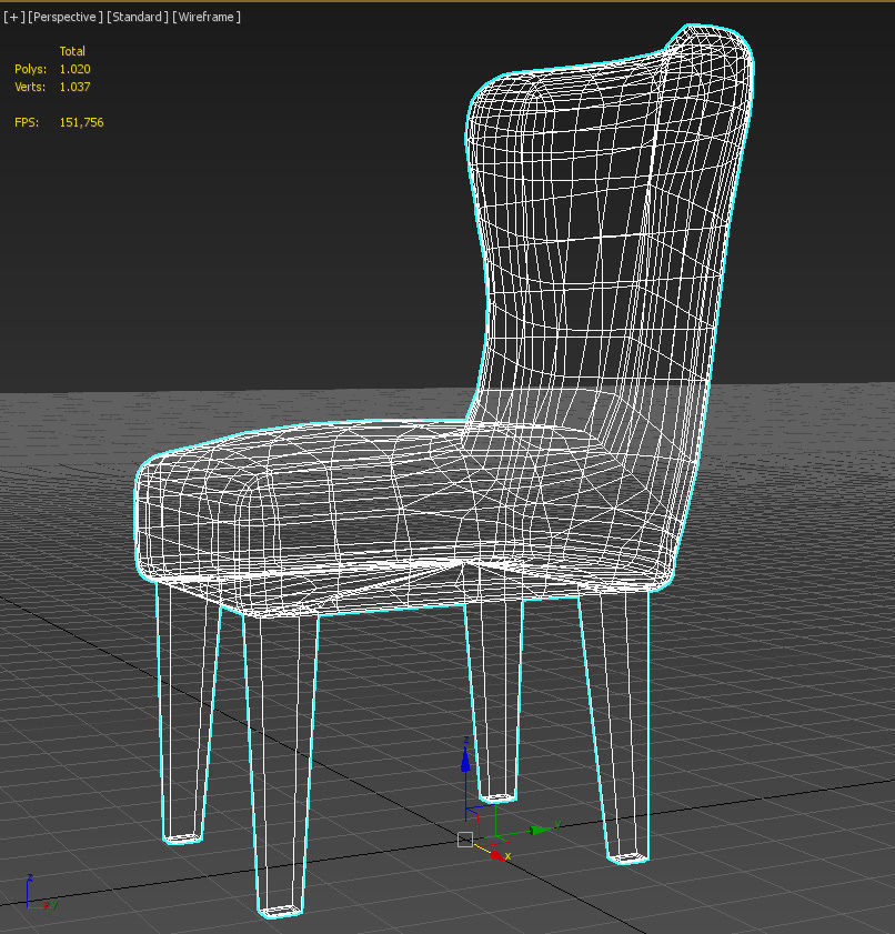 Classic fabric padded chair 3D model_19