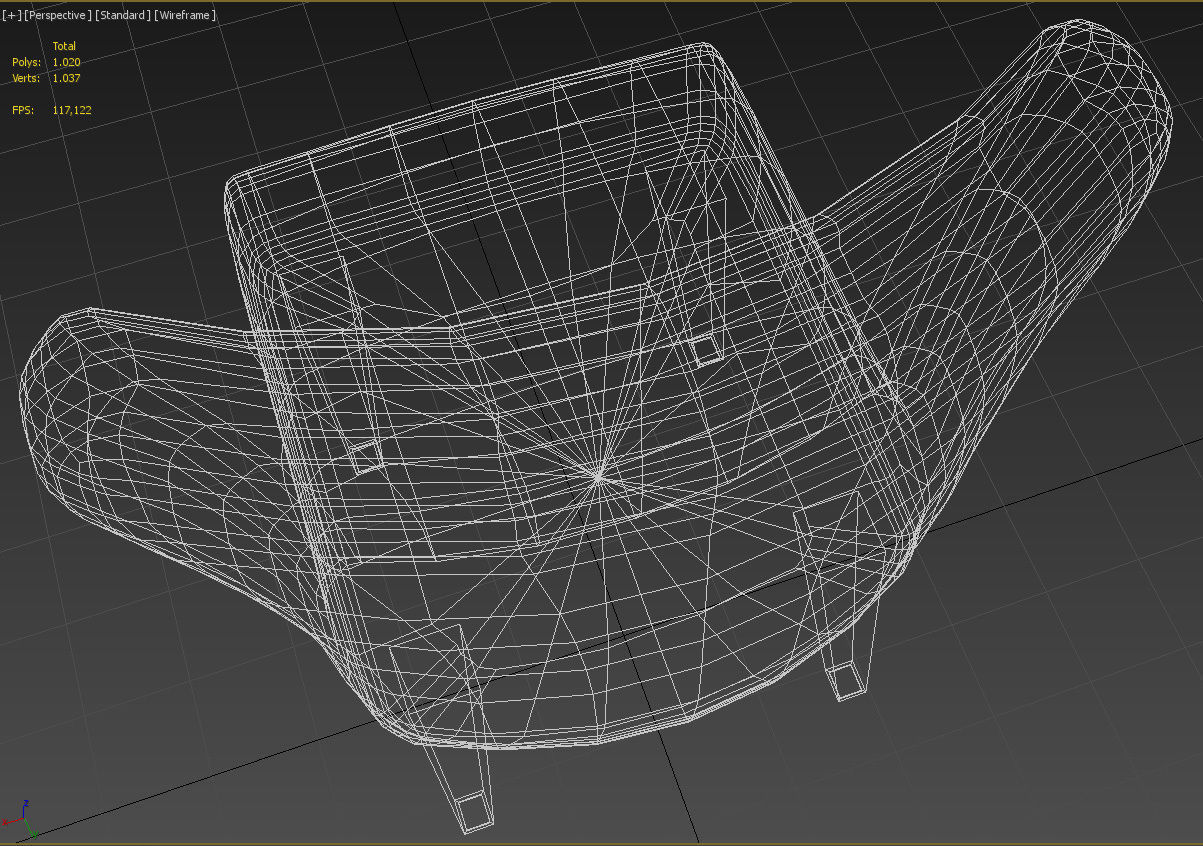 Classic fabric padded chair 3D model_20