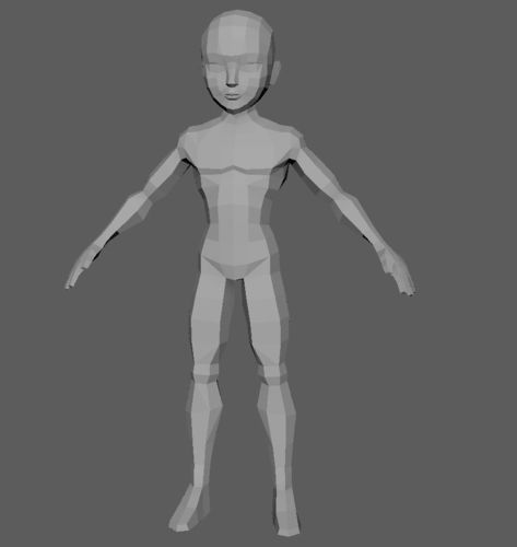 Base man skinny lowpoly Low-poly 3D model