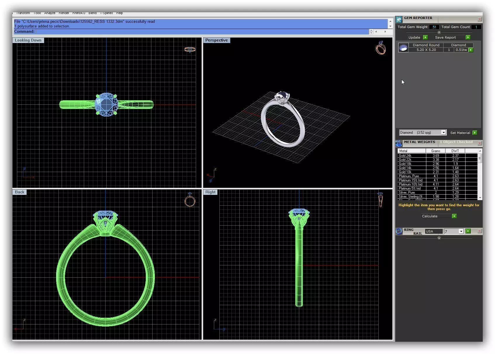 Simple Engagement Ring With Diamond 8 3D print model_0