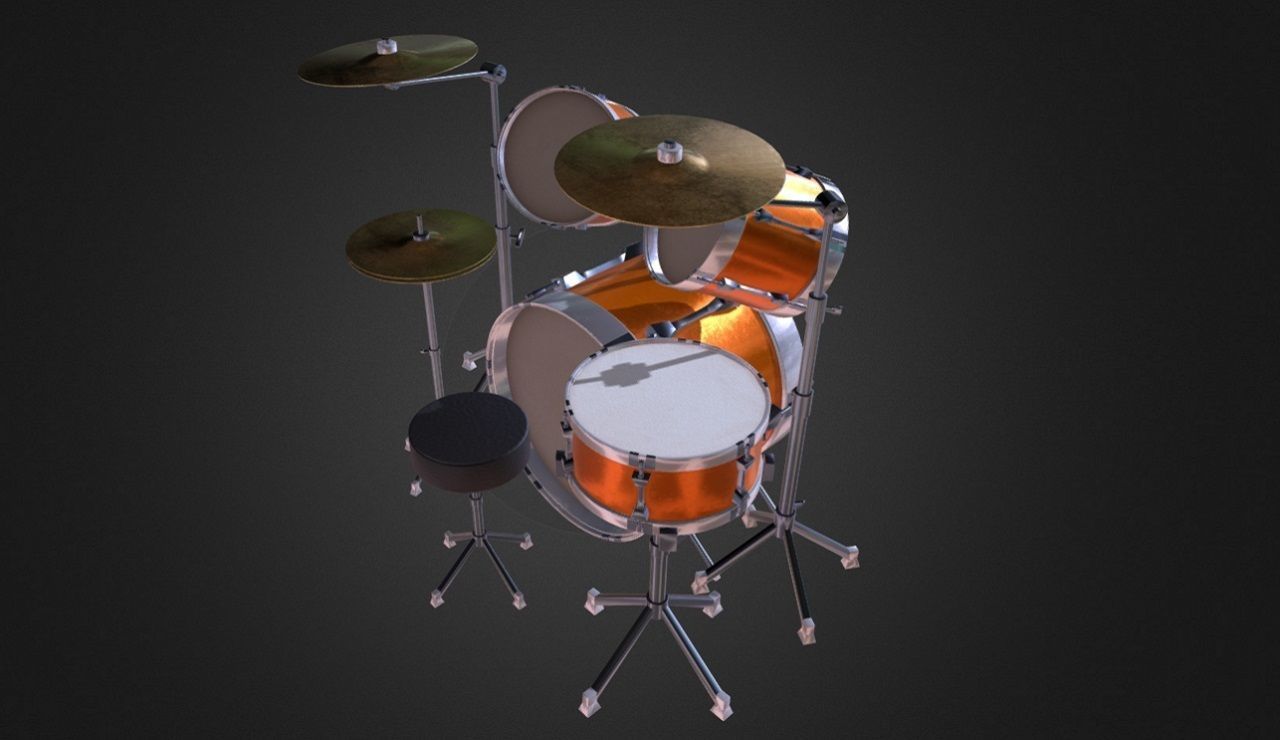 Drum Set 5 Pc Complete Set Cymbals 3D model_6