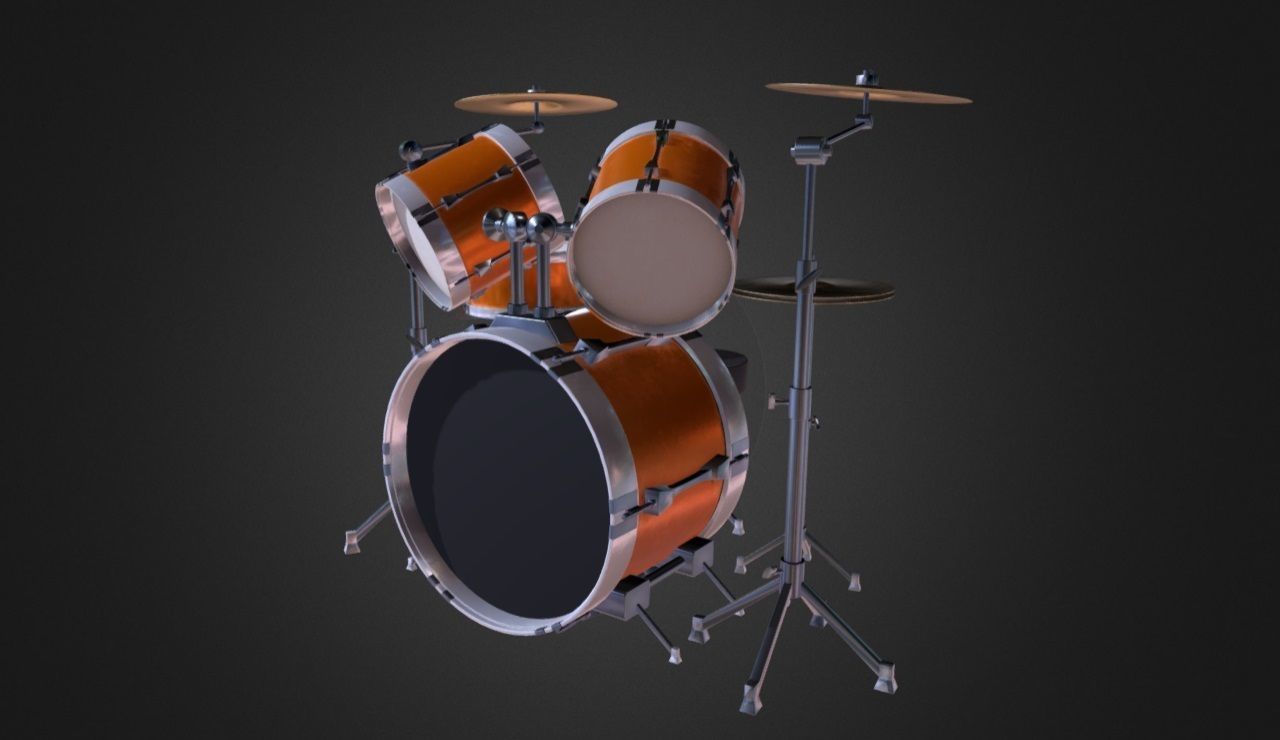 Drum Set 5 Pc Complete Set Cymbals 3D model_4