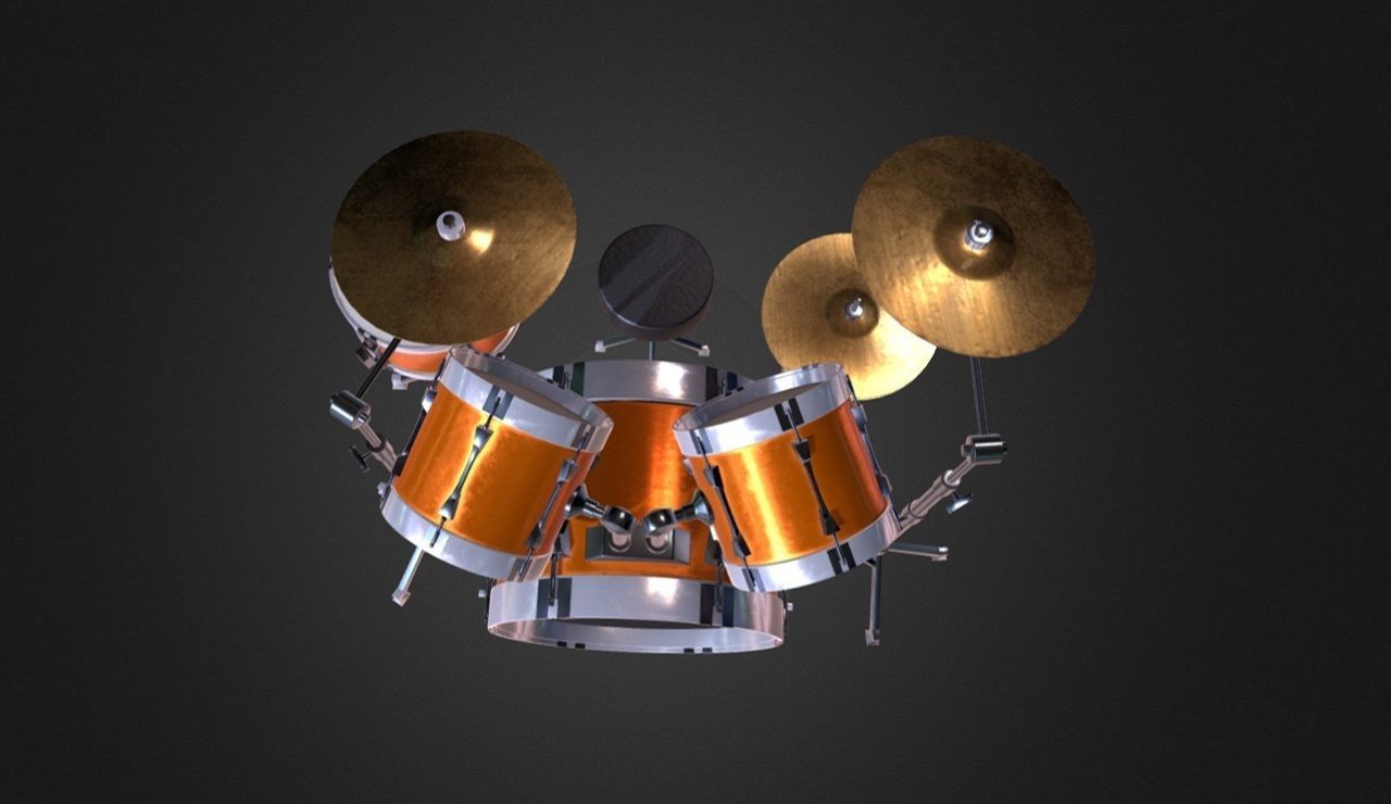 Drum Set 5 Pc Complete Set Cymbals 3D model_8