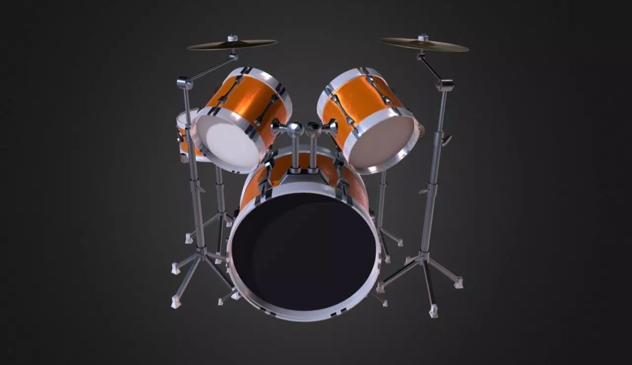 Drum Set 5 Pc Complete Set Cymbals 3D model_0