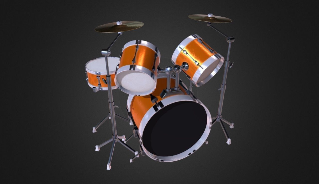 Drum Set 5 Pc Complete Set Cymbals 3D model_3